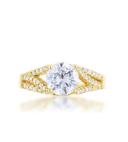 Irine Round CZ Gold Engagement Ring | 2.5ct | 14k Gold