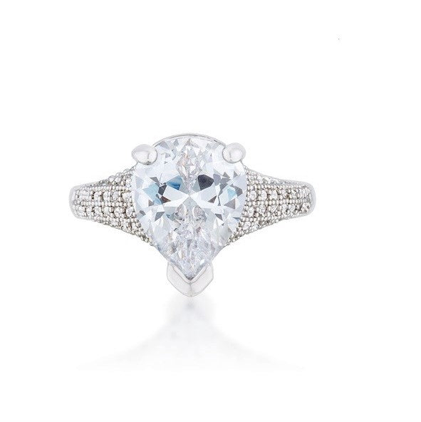 Lovina 5.4ct Pear CZ Vintage Solitaire Engagement Ring | 6ct