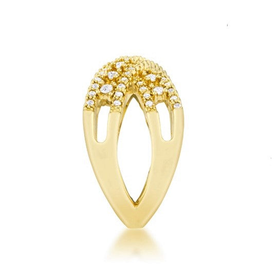 Sandy Classic  CZ Criss Cross Band Ring | 14k Gold