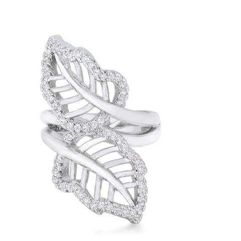 Liana CZ Leaf  Wrap Silver Ring | 0.5ct