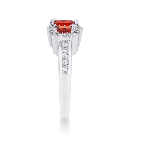 Rita Three Stone Garnet Red Radiant CZ Ring | 4.5ct