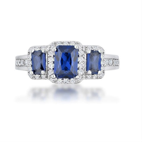 Rita Three Stone Sapphire Radiant CZ Ring | 4.5ct