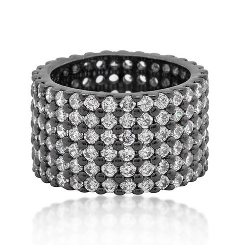 Tina Wide Paved CZ Eternity Band Ring | 22ct | Hematite