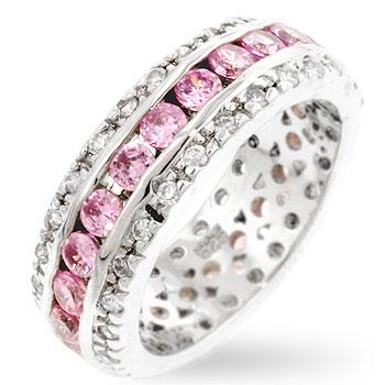 Kinia Pink and Clear Round Stones Eternity Ring | 10ct