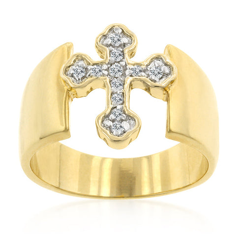 Faith Gold Cross Band Ring | 0.5ct