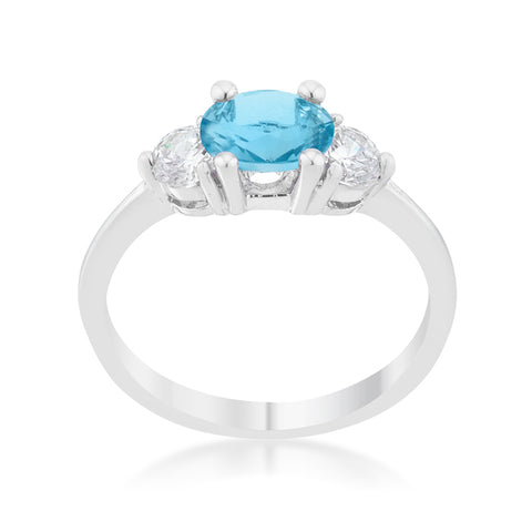 Miranna Three Stone Oval Blue Topaz Engagement Ring | 1.5ct