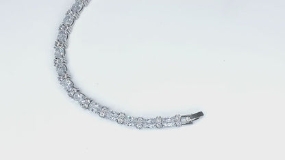 Melanie 7mm Oval CZ Silver Tennis Bracelet | 7in