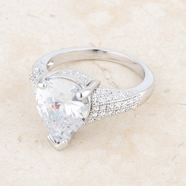 Lovina 5.4ct Pear CZ Vintage Solitaire Engagement Ring | 6ct