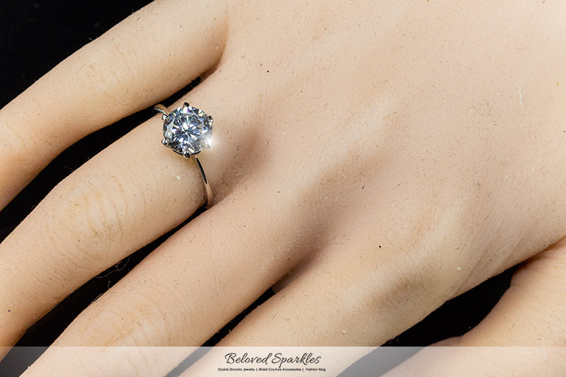 Temila 8mm Round Solitaire Engagement Ring |  2ct