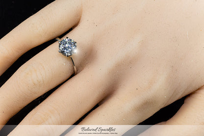 Temila 8mm Round Solitaire Engagement Ring |  2ct