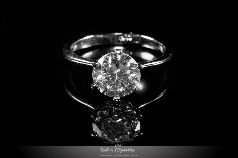 Temila 8mm Round Solitaire Engagement Ring |  2ct